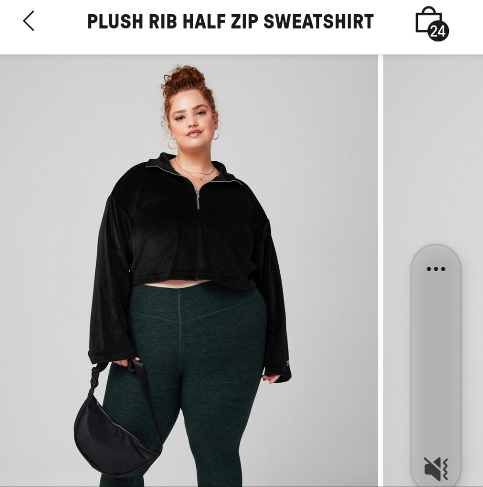 Fabletics Black Ribbed Quarter-Zip Top - Picture 3 of 4